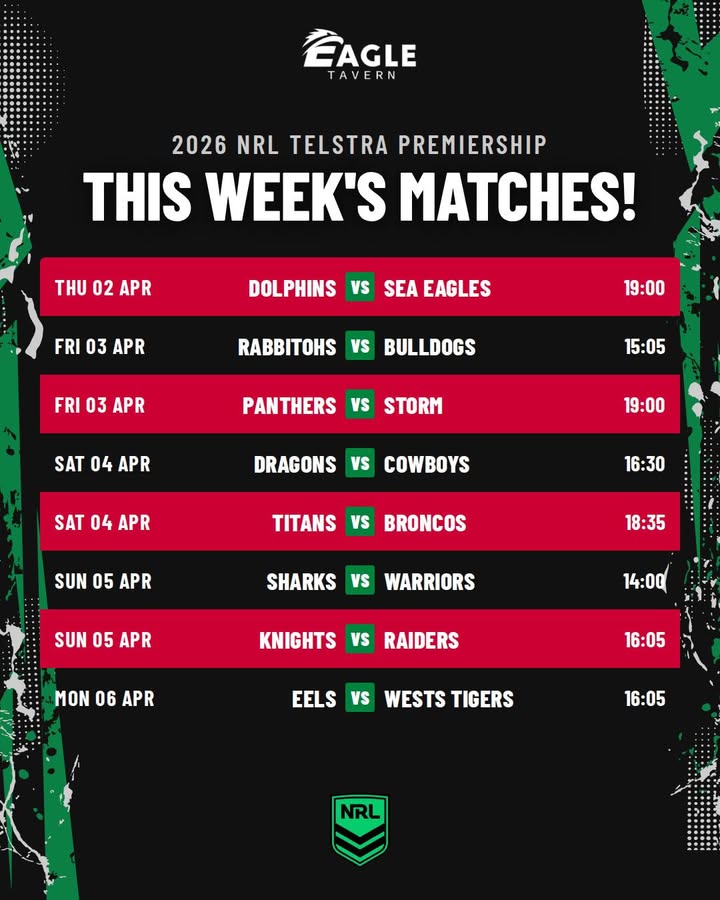 Featured image for “NRL Action This Week at Eagle Tavern”