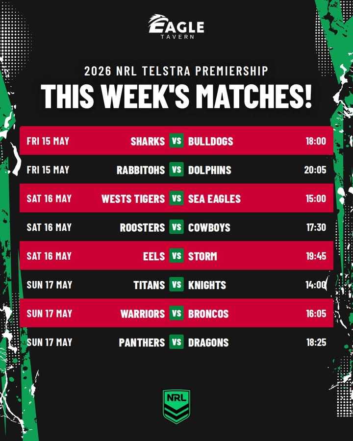 Featured image for “NRL Action This Week at Eagle Tavern”