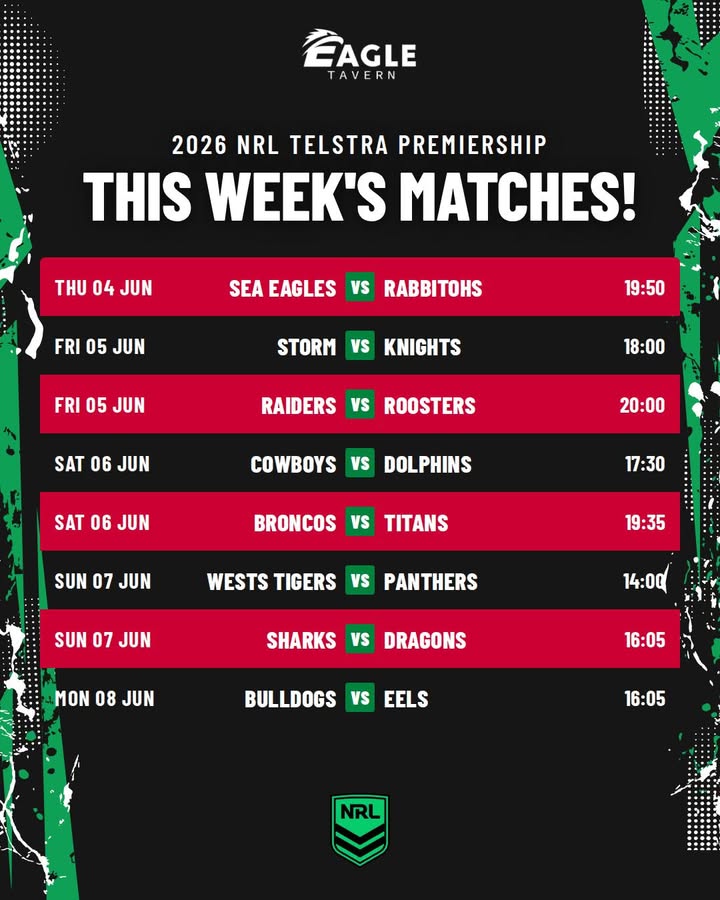 Featured image for “NRL Action This Week at Eagle Tavern”